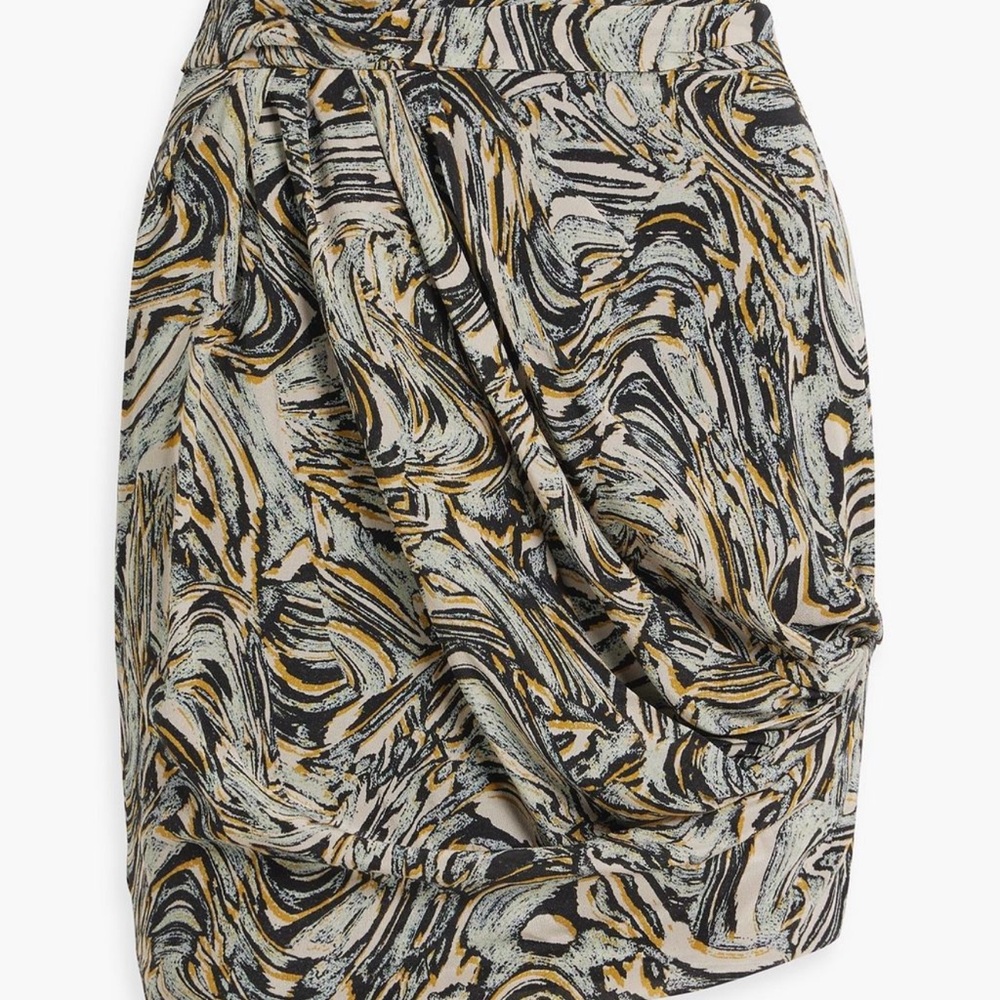 IRO Swirl Pattern Pencil Skirt in Black, Cream, and Gold